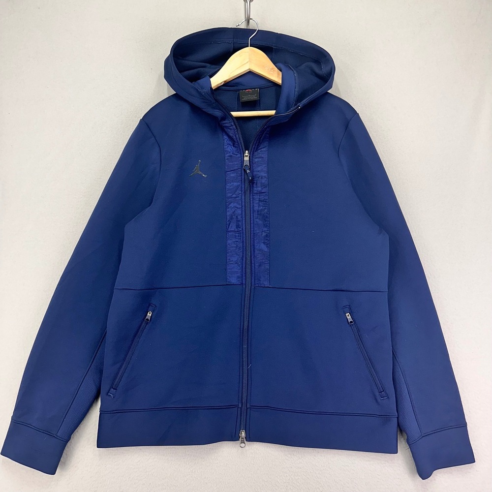 Jordan Full-Zip Training Hoodie Mens‎ Large Navy Lightweight Fleece Game Jacket